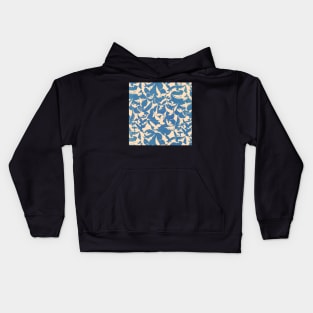 Birds in White and Blue Kids Hoodie